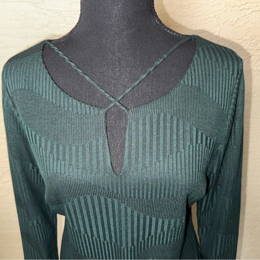 Foley’s Petite Emerald Green Sheath Dress Beaded Cuff Keyhole- 8P‎ - Picture 6 of 10